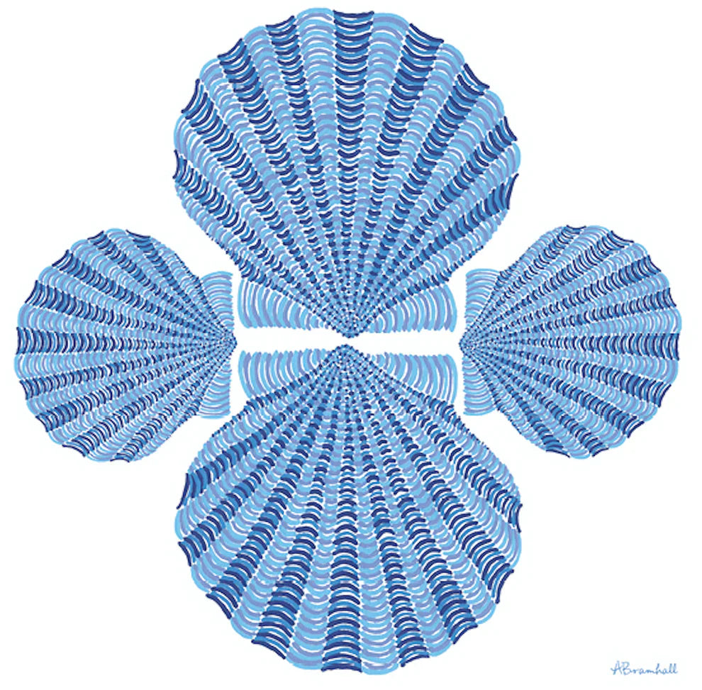 Flour Sack Towel- Blue Scallop