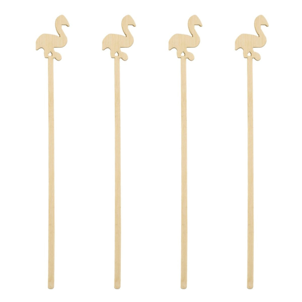 BarConic® Bamboo Flamingo Swizzle Sticks - 100 pack