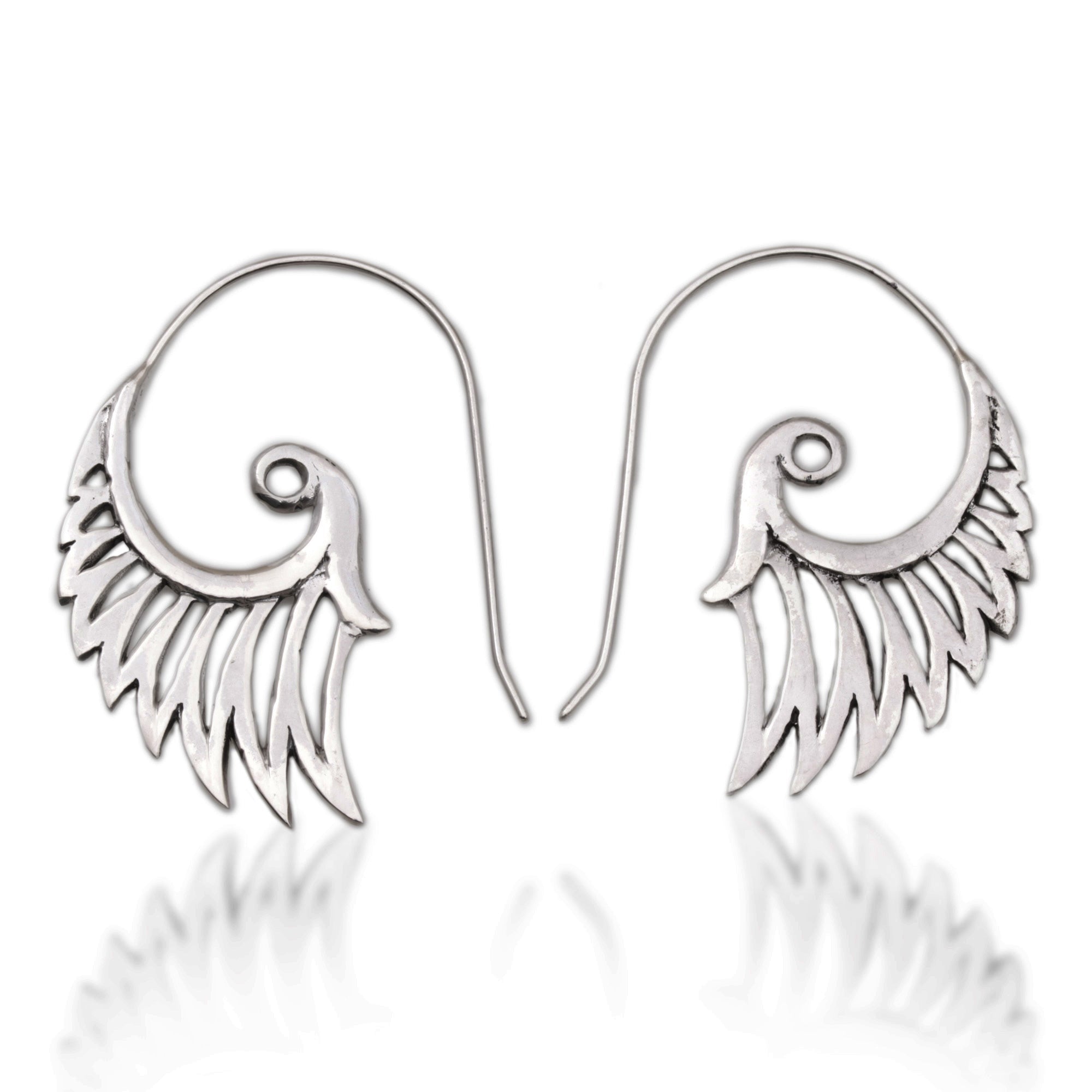 Indonesian Handmade Sterling Silver Wing Drop Earrings - Winged Beauty