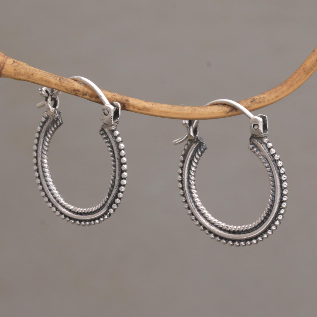 One Inch Diameter Sterling Silver Hoop Earrings - On Rotation
