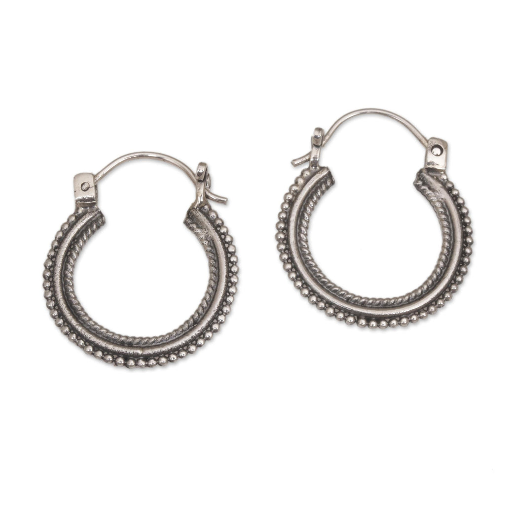 One Inch Diameter Sterling Silver Hoop Earrings - On Rotation
