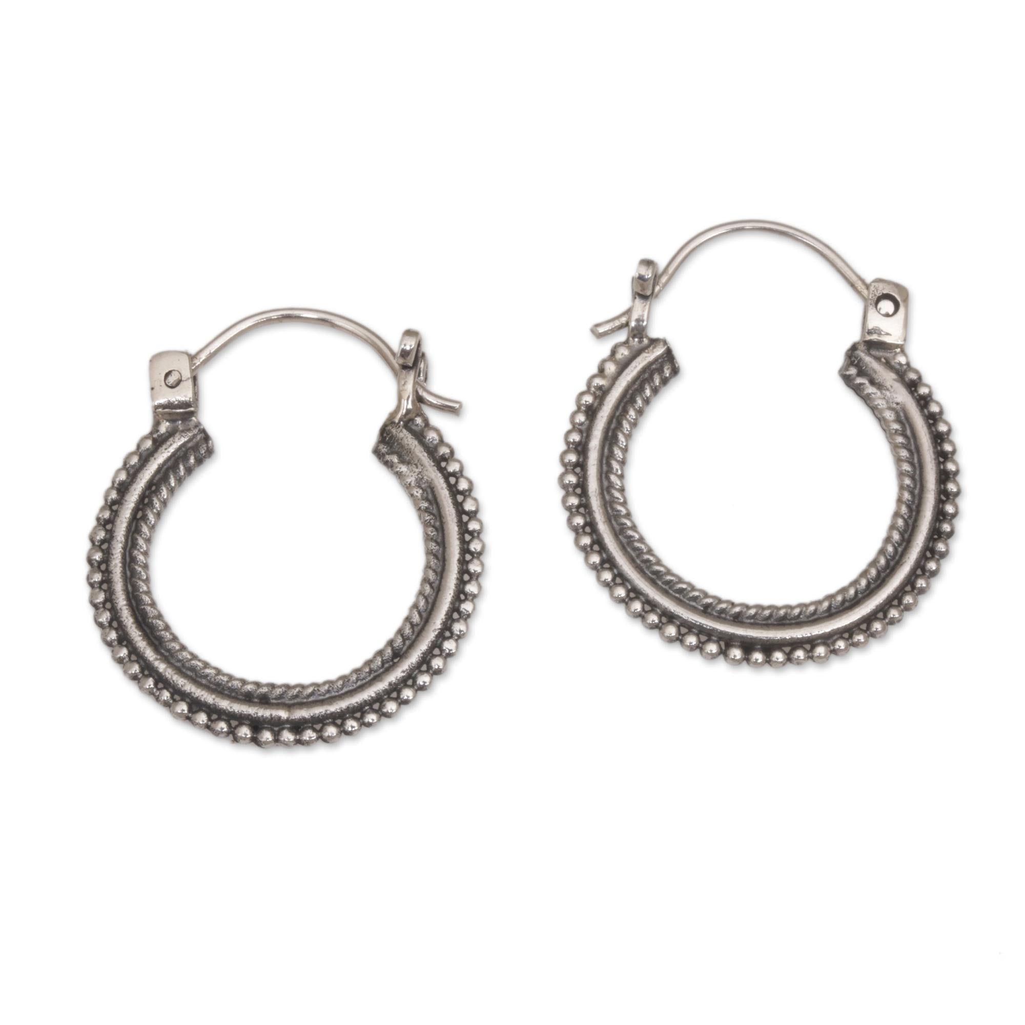 One Inch Diameter Sterling Silver Hoop Earrings - On Rotation