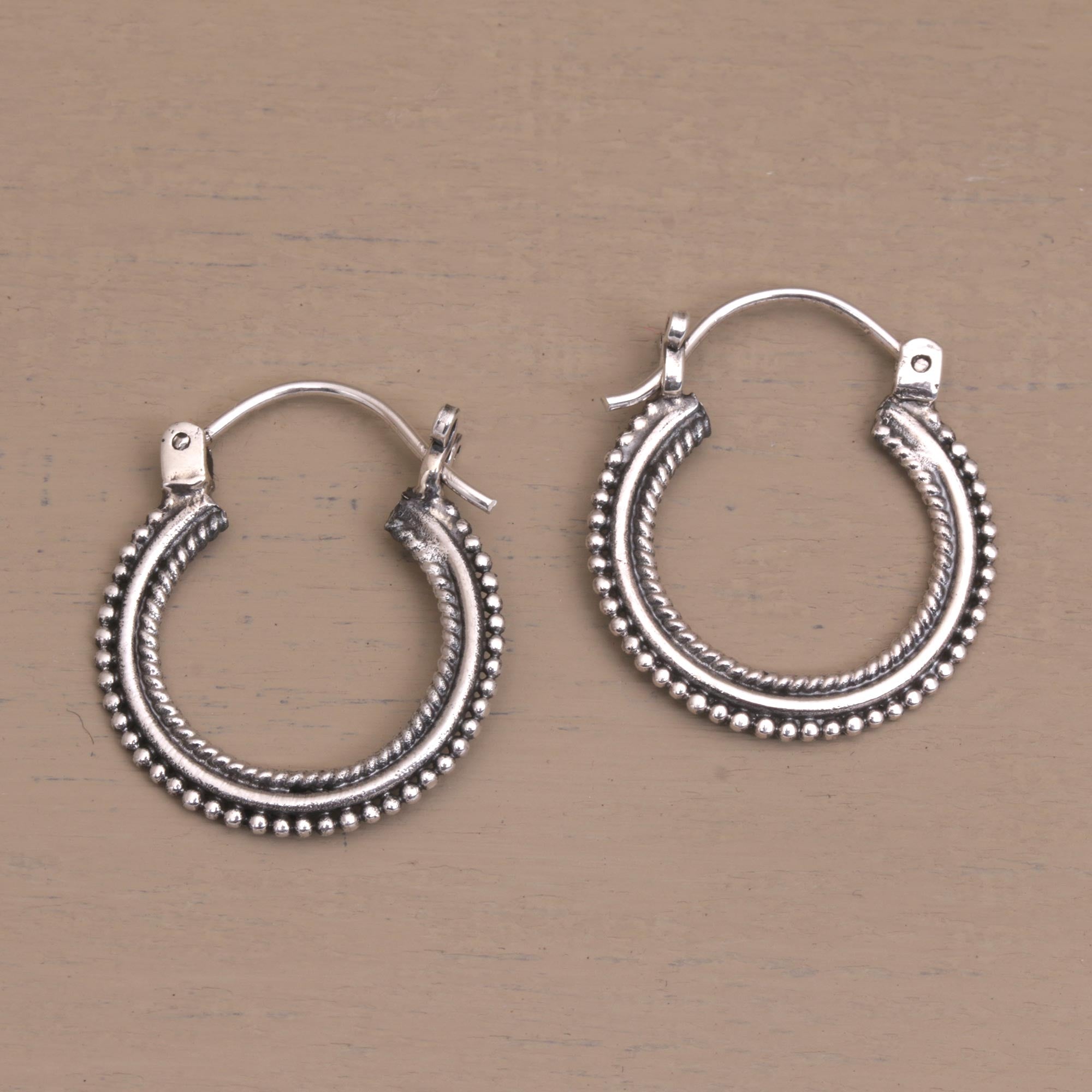 One Inch Diameter Sterling Silver Hoop Earrings - On Rotation