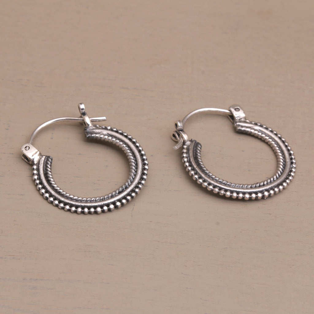 One Inch Diameter Sterling Silver Hoop Earrings - On Rotation