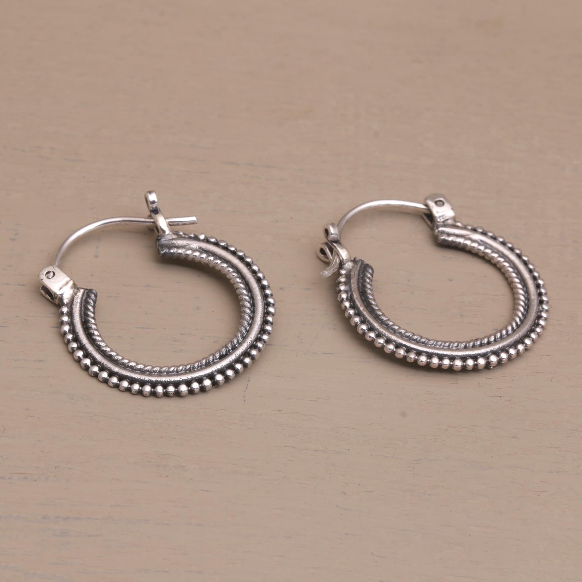 One Inch Diameter Sterling Silver Hoop Earrings - On Rotation