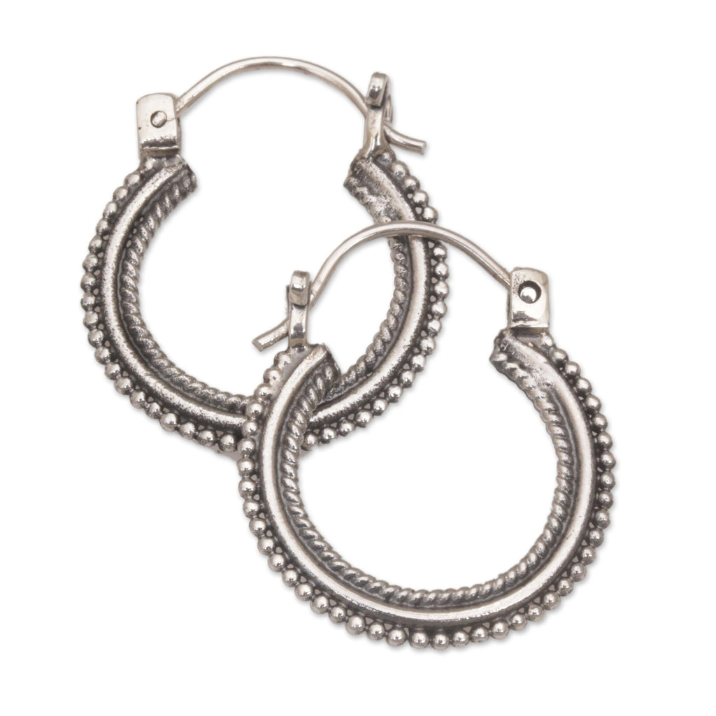One Inch Diameter Sterling Silver Hoop Earrings - On Rotation