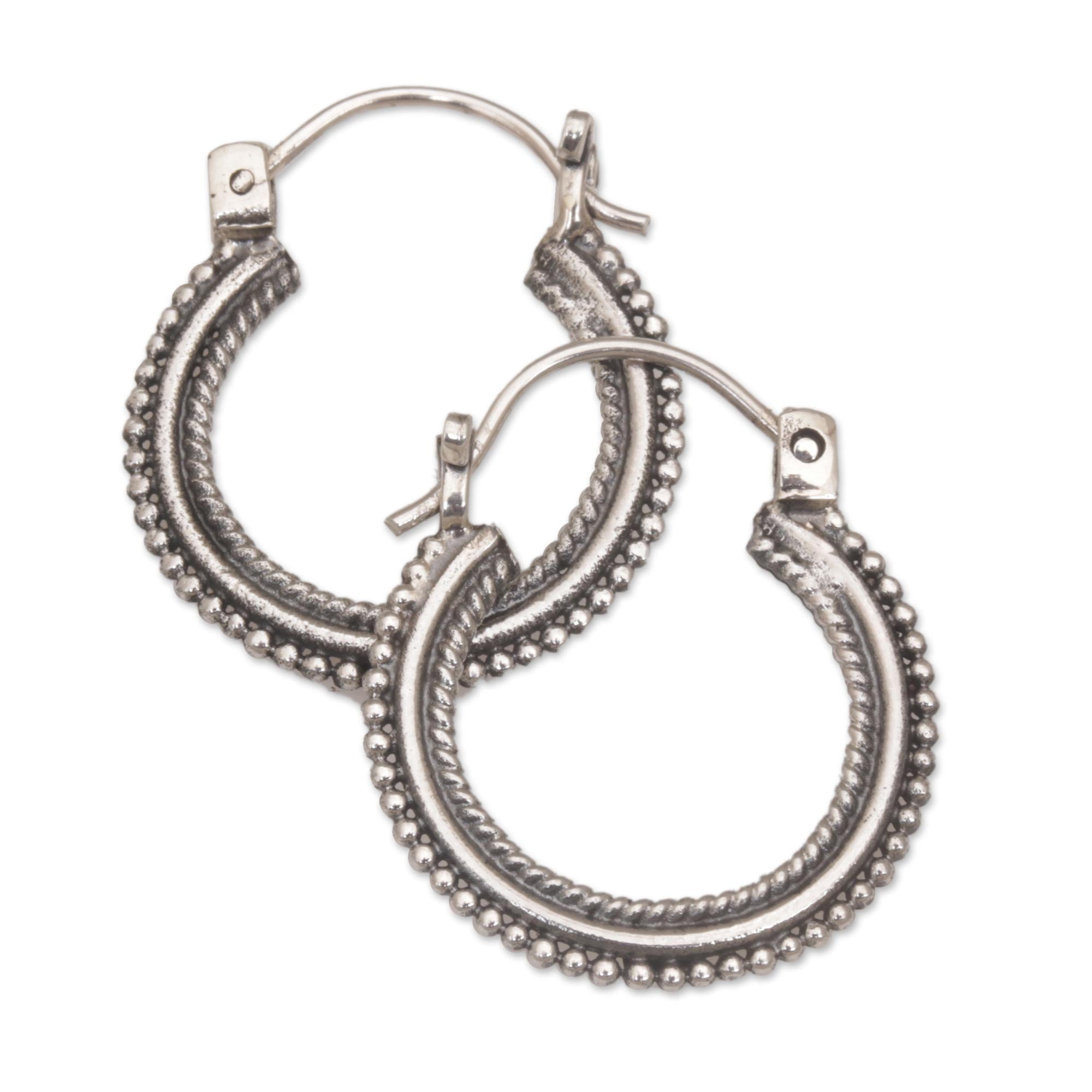 One Inch Diameter Sterling Silver Hoop Earrings - On Rotation
