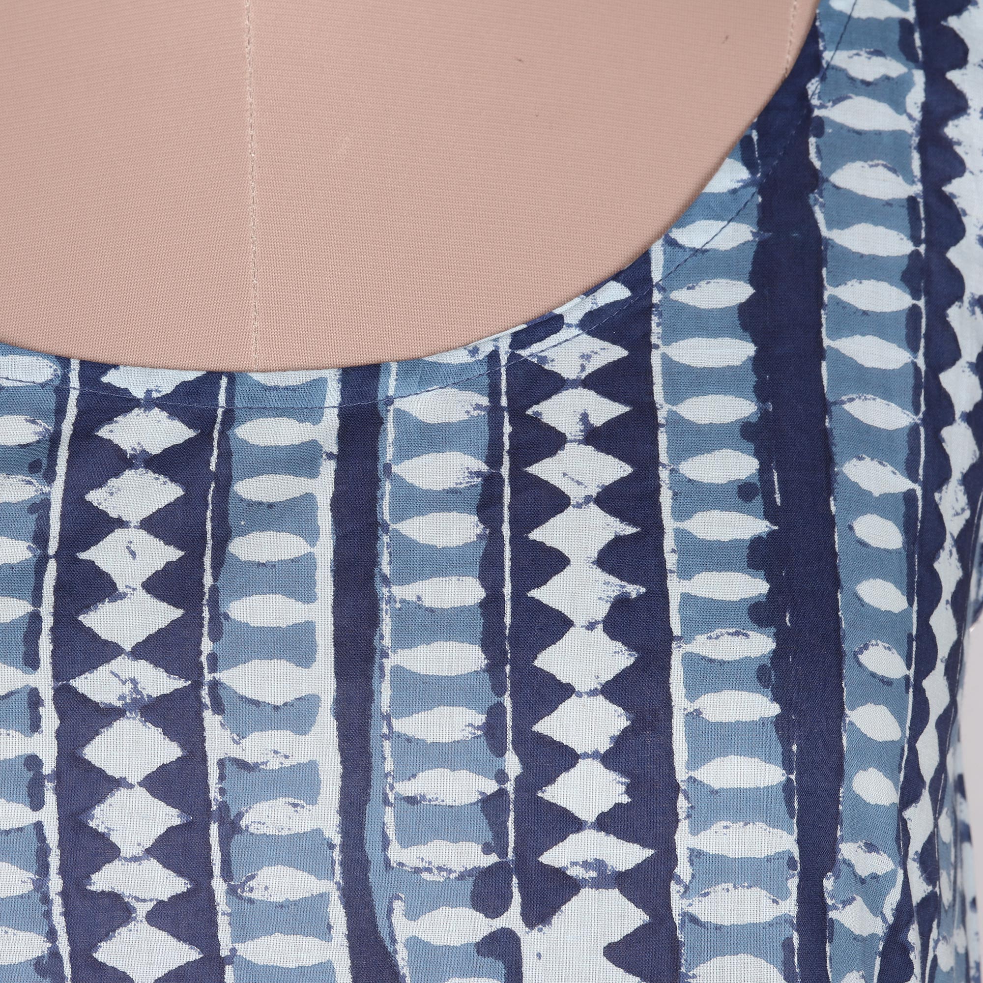Diamond Motif Printed Cotton Sundress from India - Indian Indigo