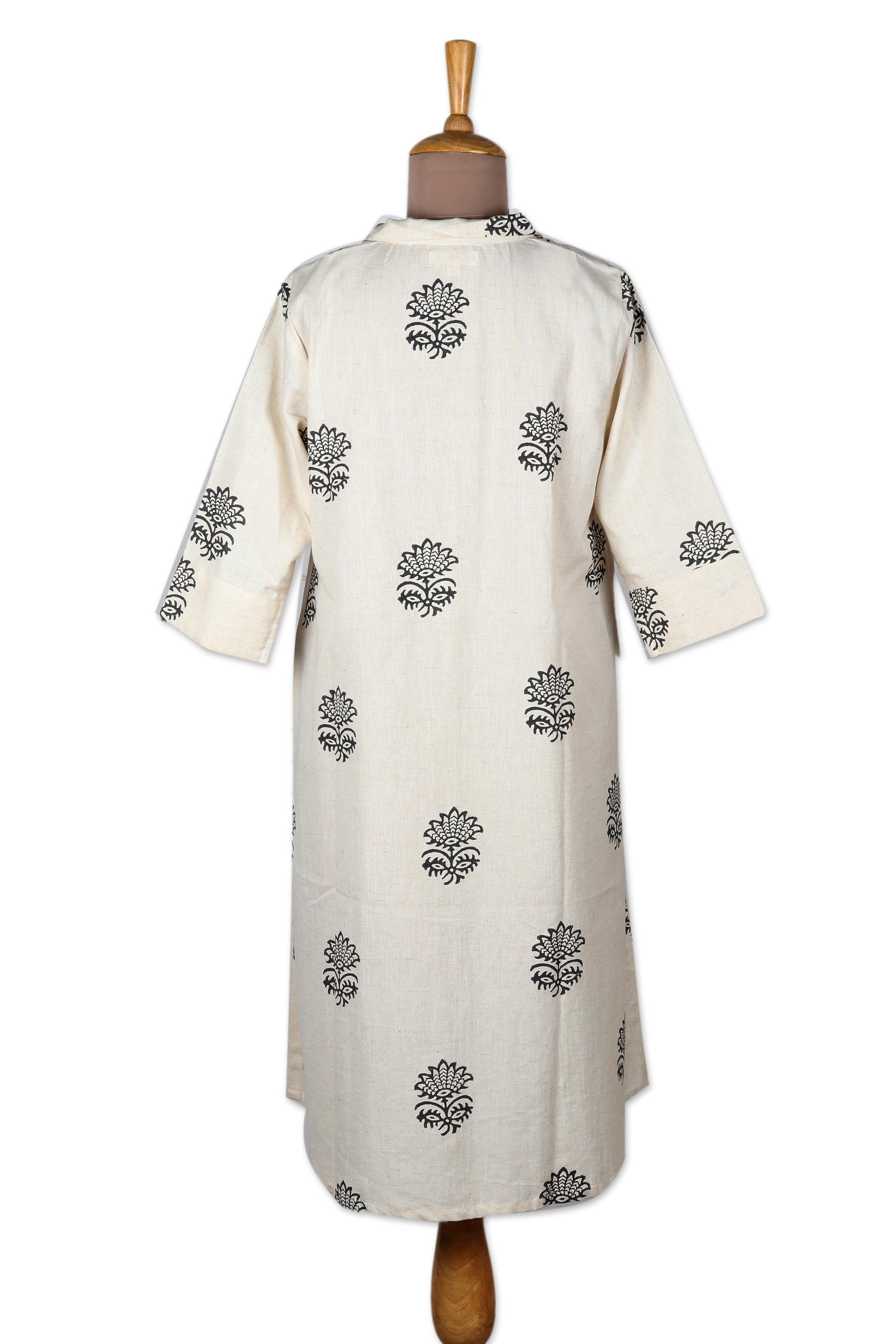 Hand Block-Printed Cotton Shift Dress - A Stitch in Time