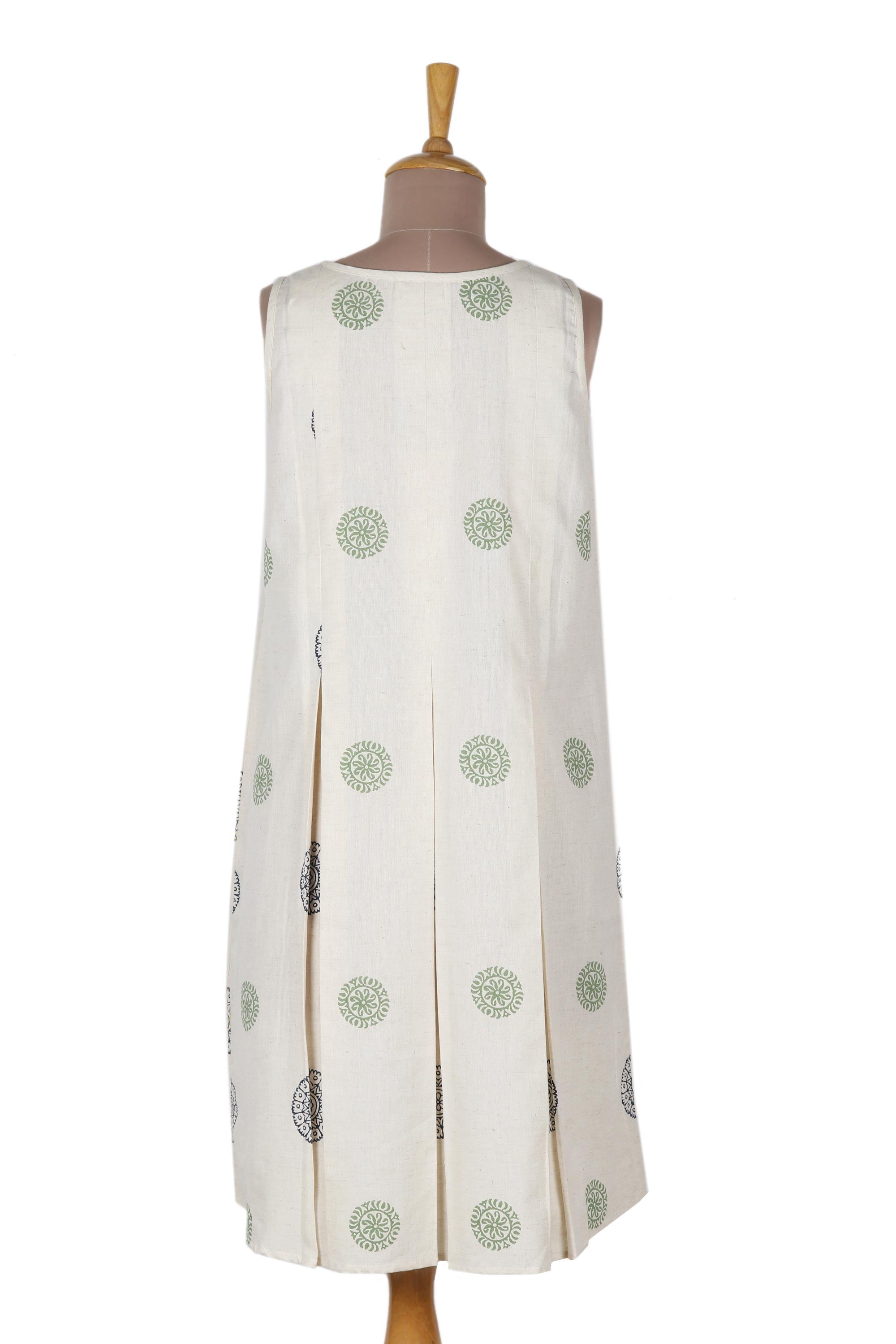 Block-Printed Cotton A-Line Dress - Flower Dance