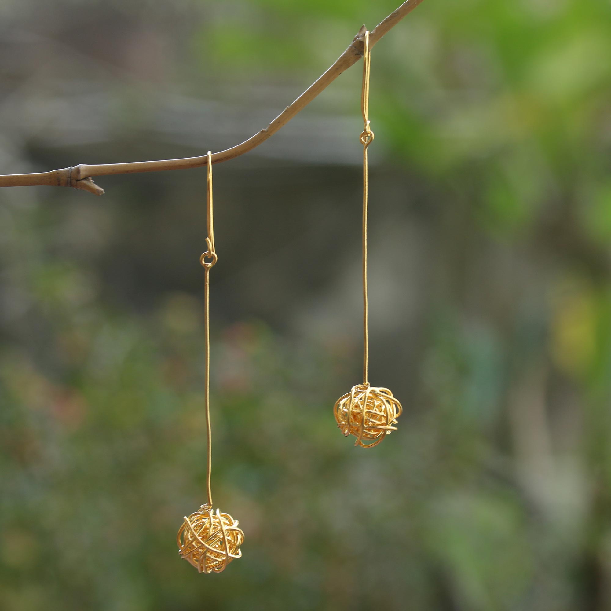 Handmade Gold-Plated Dangle Earrings - Chaos Theory