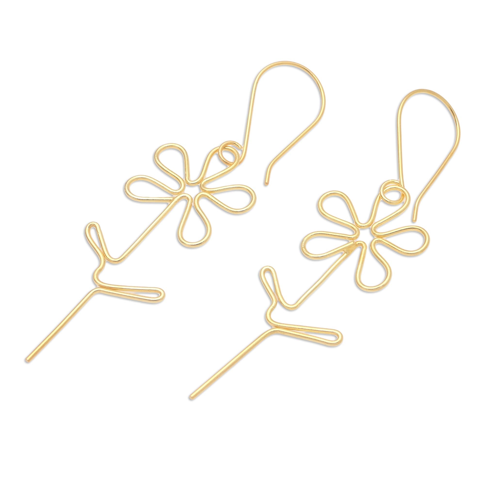 Hand Made Gold-Plated Floral Earrings - Make My Day