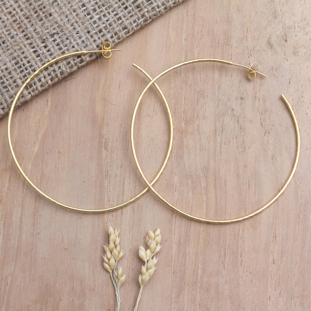 Gold-Plated Half-Hoop Earrings from Bali - Through the Hoop