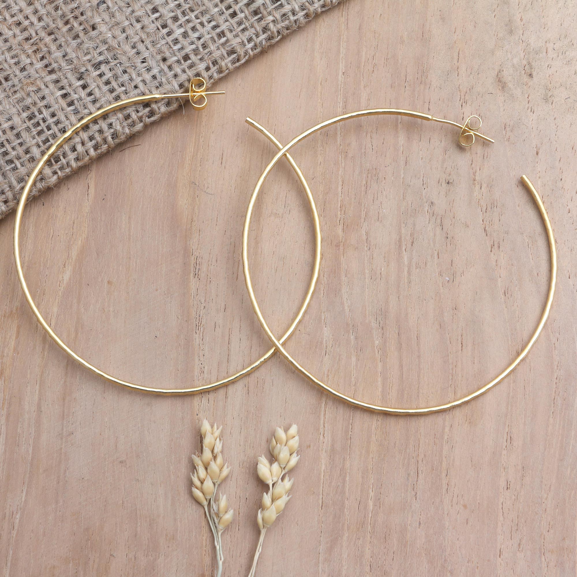 Gold-Plated Half-Hoop Earrings from Bali - Through the Hoop