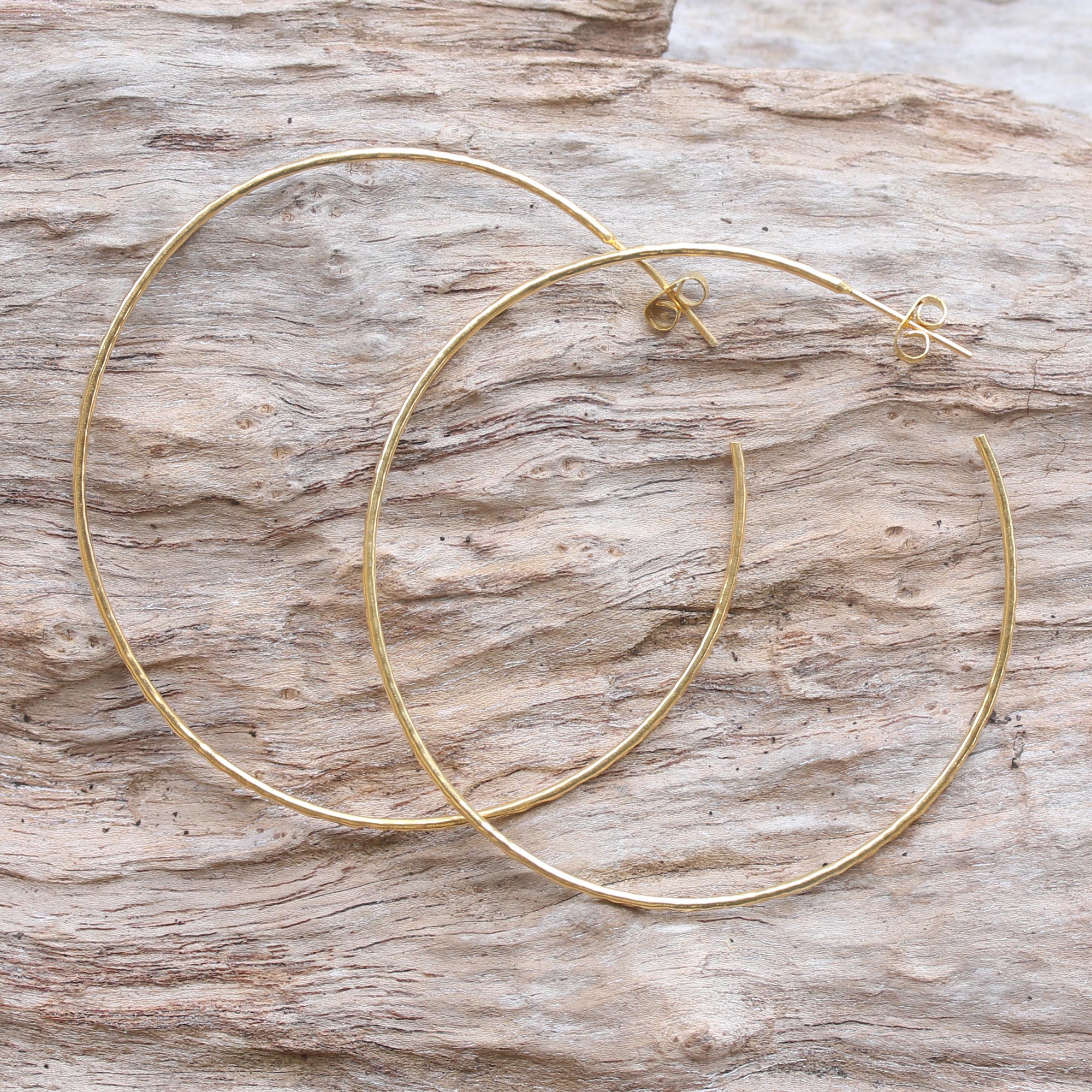 Gold-Plated Half-Hoop Earrings from Bali - Through the Hoop