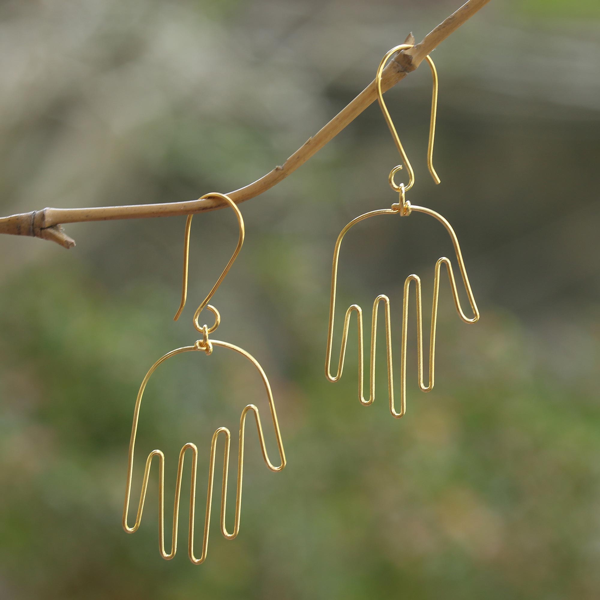 Gold-Plated Balinese Dangle Earrings - Stretch Out