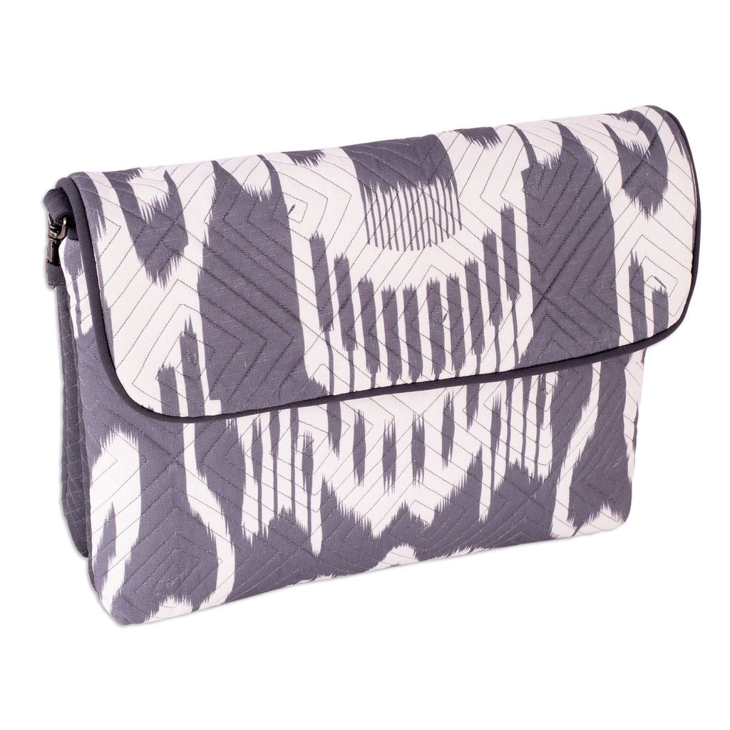 Traditional Ikat Grey Travel Bag with Removable Strap - Grey Convenience