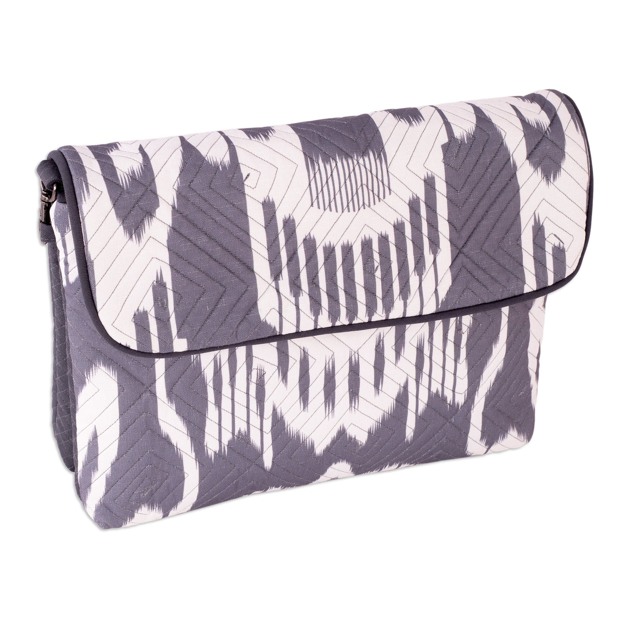 Traditional Ikat Grey Travel Bag with Removable Strap - Grey Convenience