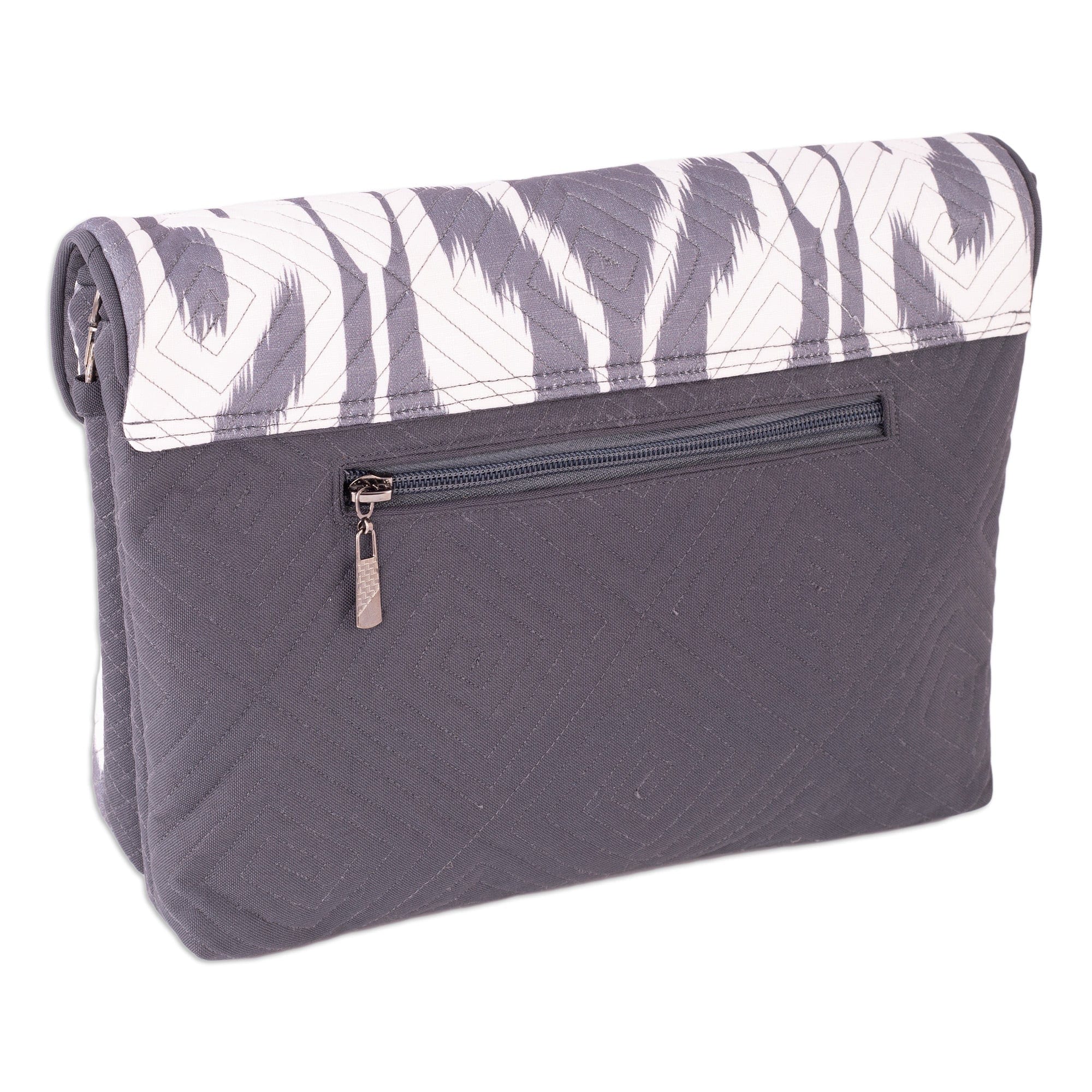 Traditional Ikat Grey Travel Bag with Removable Strap - Grey Convenience