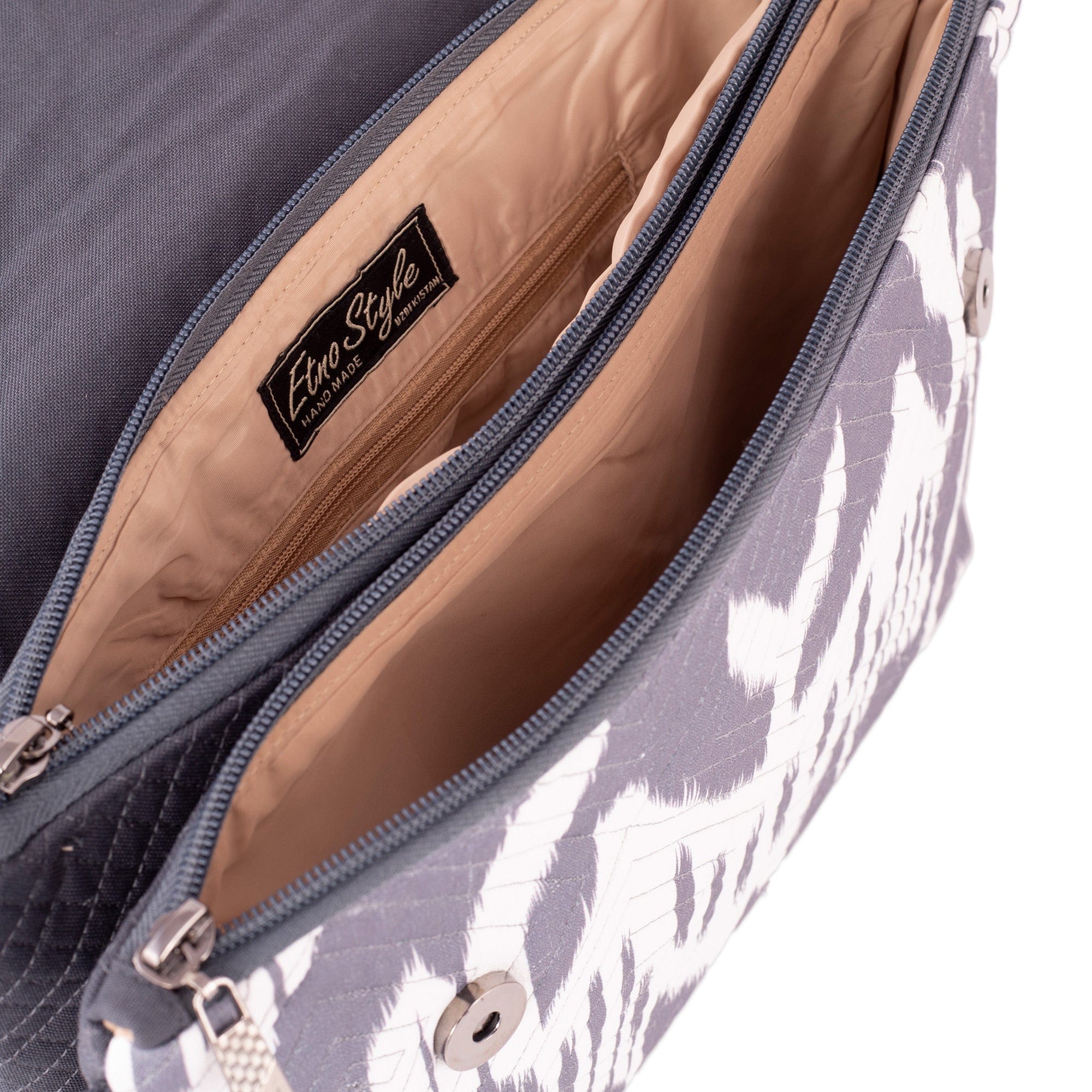 Traditional Ikat Grey Travel Bag with Removable Strap - Grey Convenience
