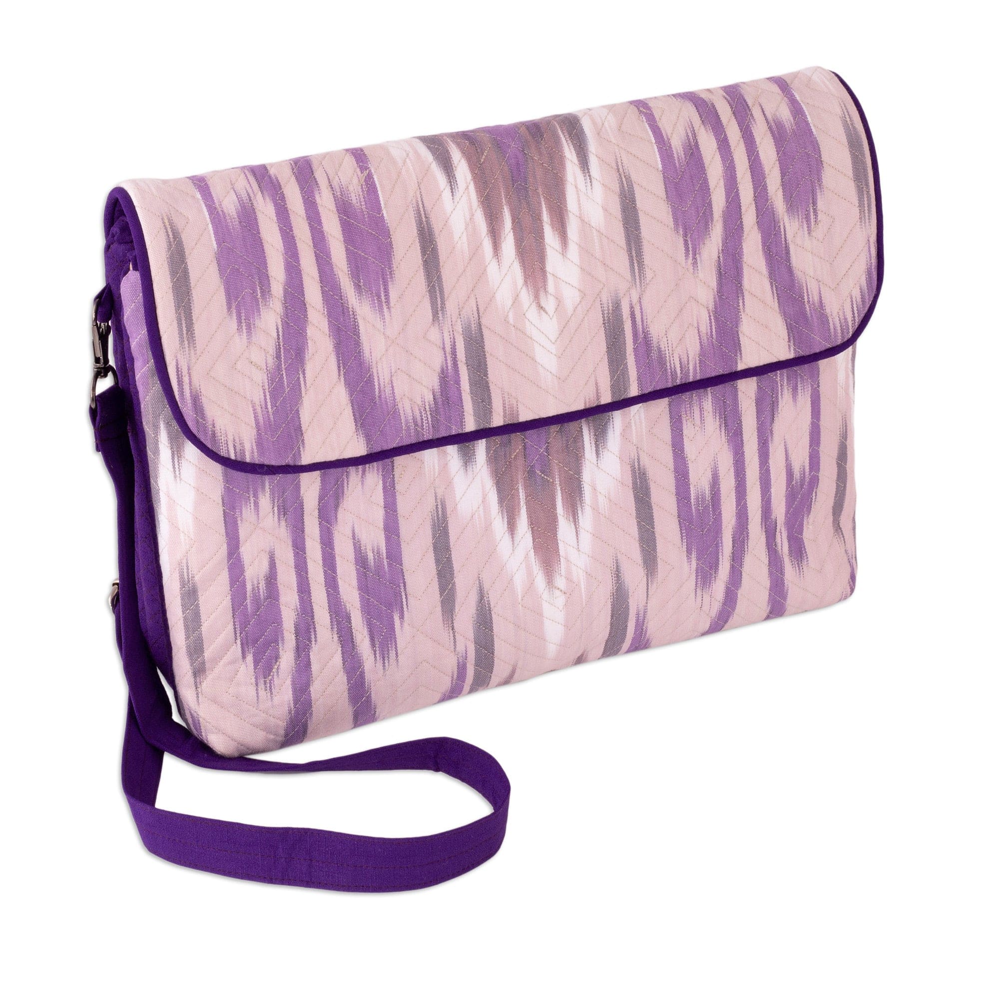 Traditional Ikat Purple Sling Bag with Removable Strap - Purple Convenience
