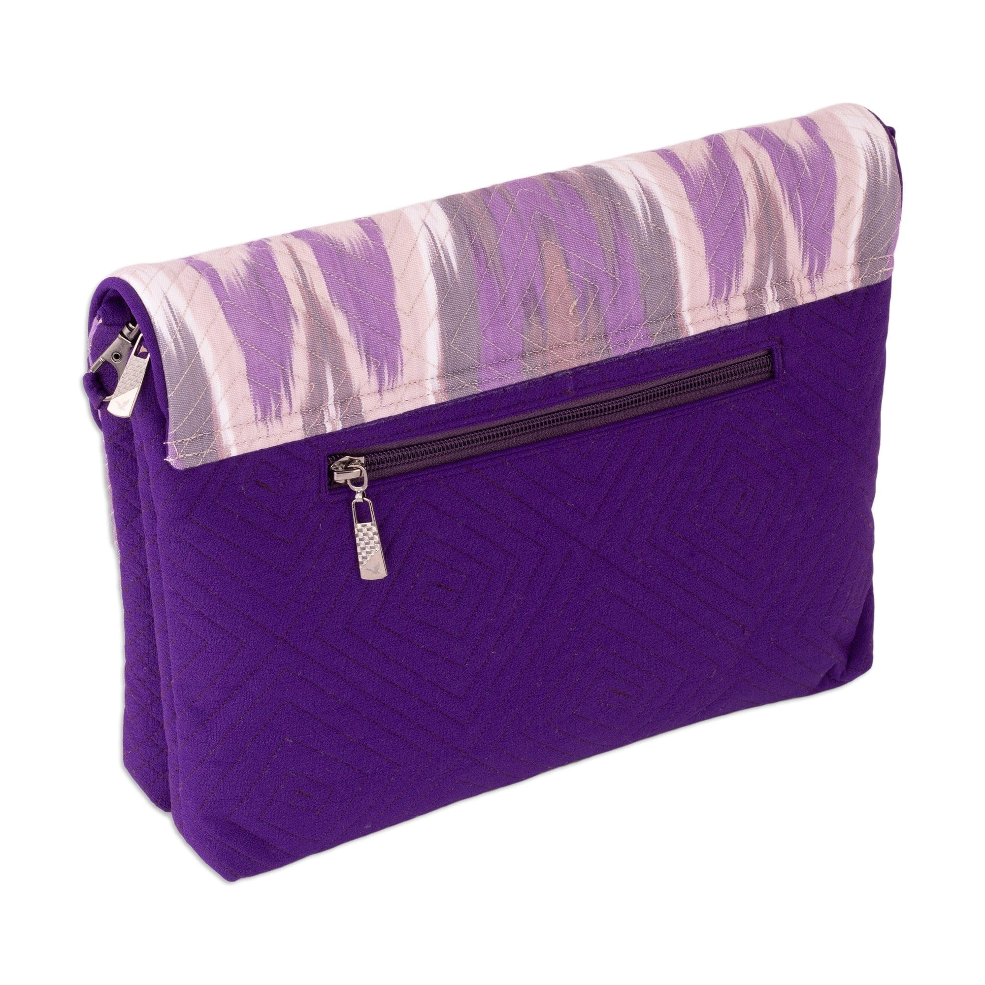 Traditional Ikat Purple Sling Bag with Removable Strap - Purple Convenience