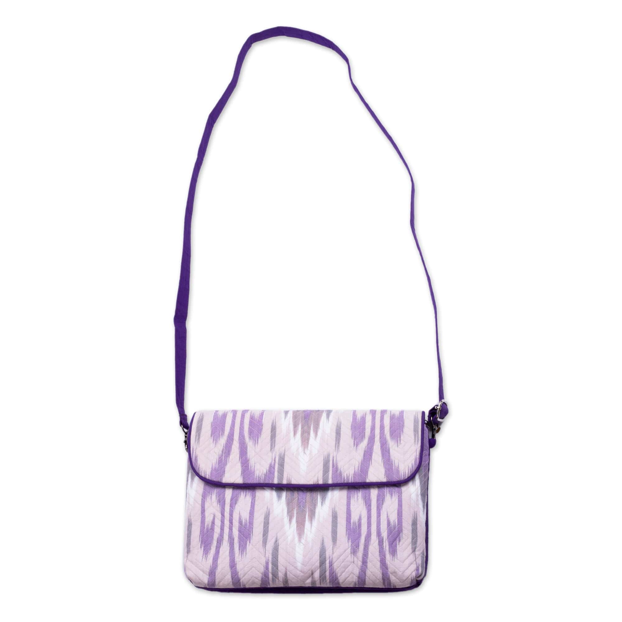 Traditional Ikat Purple Sling Bag with Removable Strap - Purple Convenience