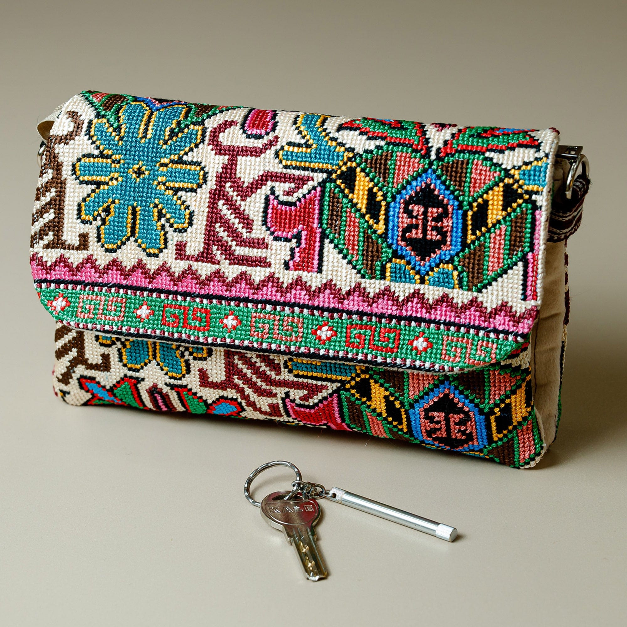 Hand-Embroidered Versitile Handbag from Uzbekistan - Cool Patterns