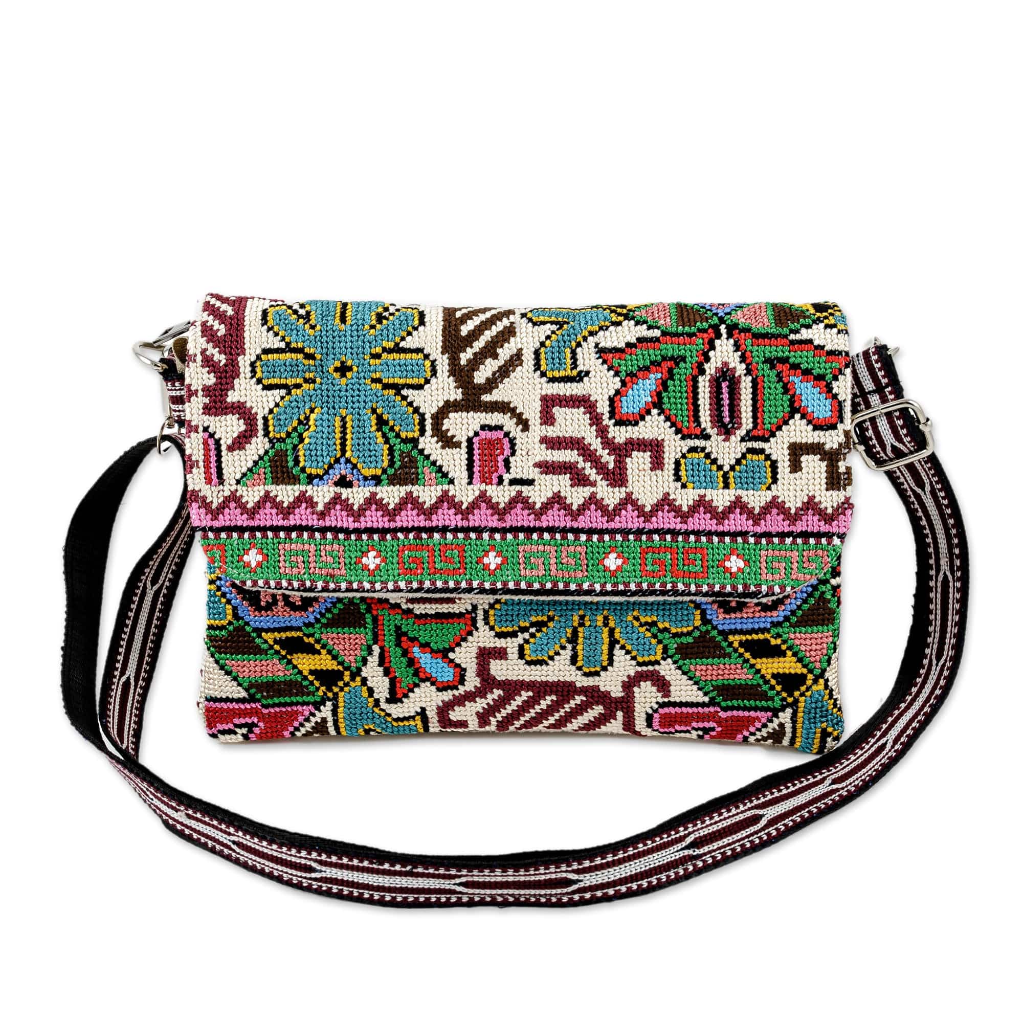 Hand-Embroidered Versitile Handbag from Uzbekistan - Cool Patterns