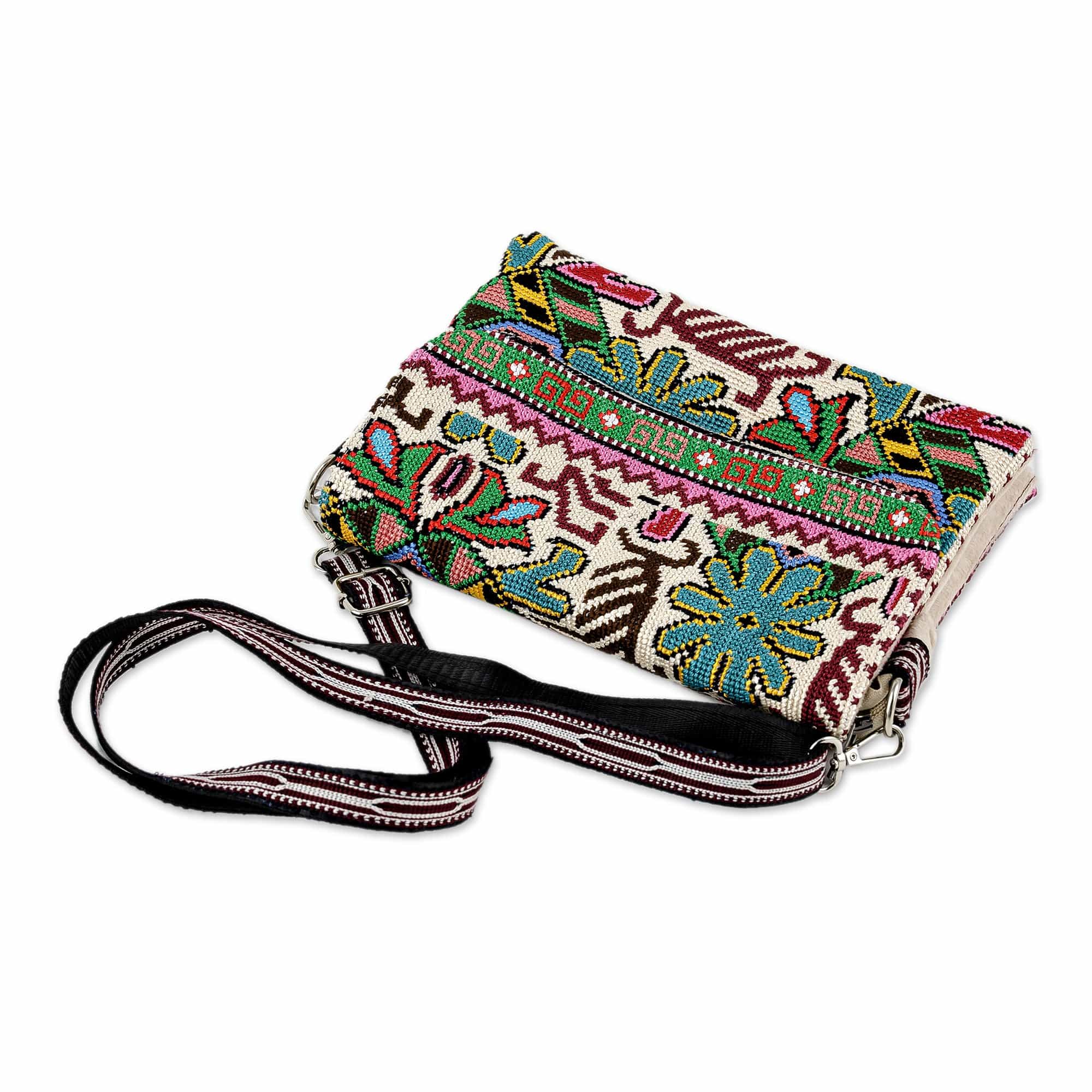 Hand-Embroidered Versitile Handbag from Uzbekistan - Cool Patterns