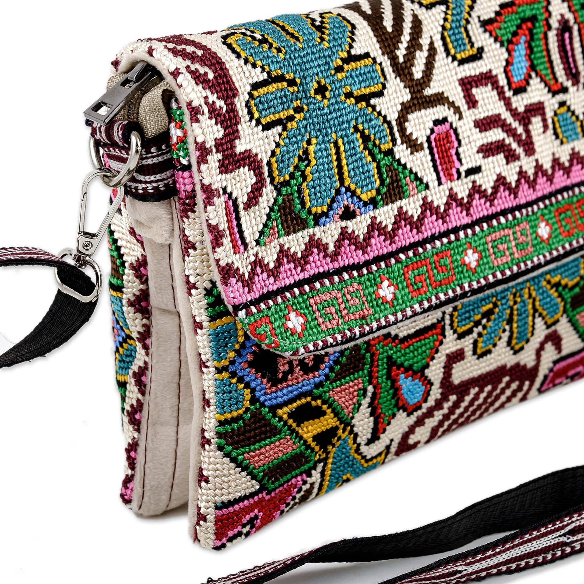 Hand-Embroidered Versitile Handbag from Uzbekistan - Cool Patterns