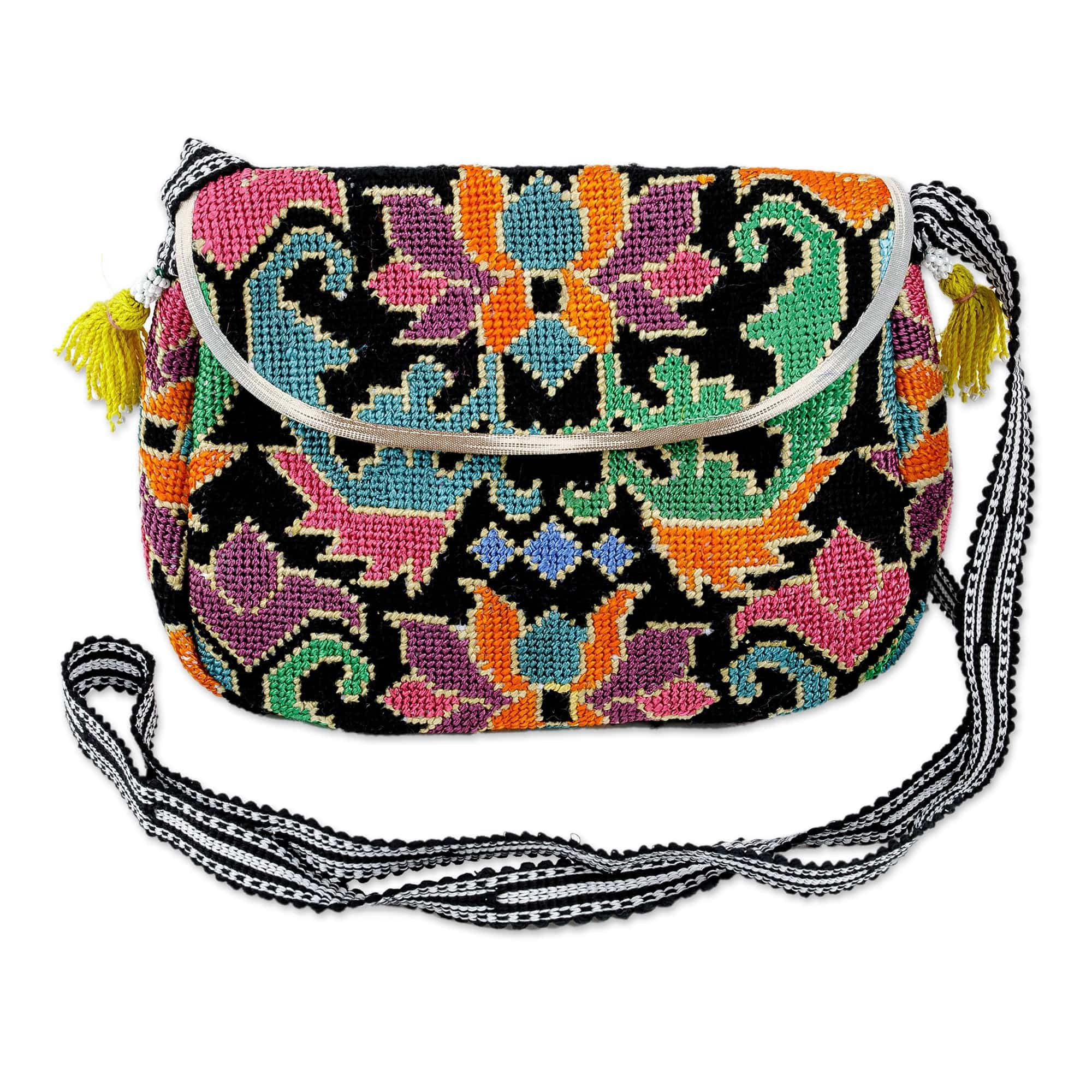Sling Bag with Uzbek Style Floral Hand Embroidery - Trendy Beauty