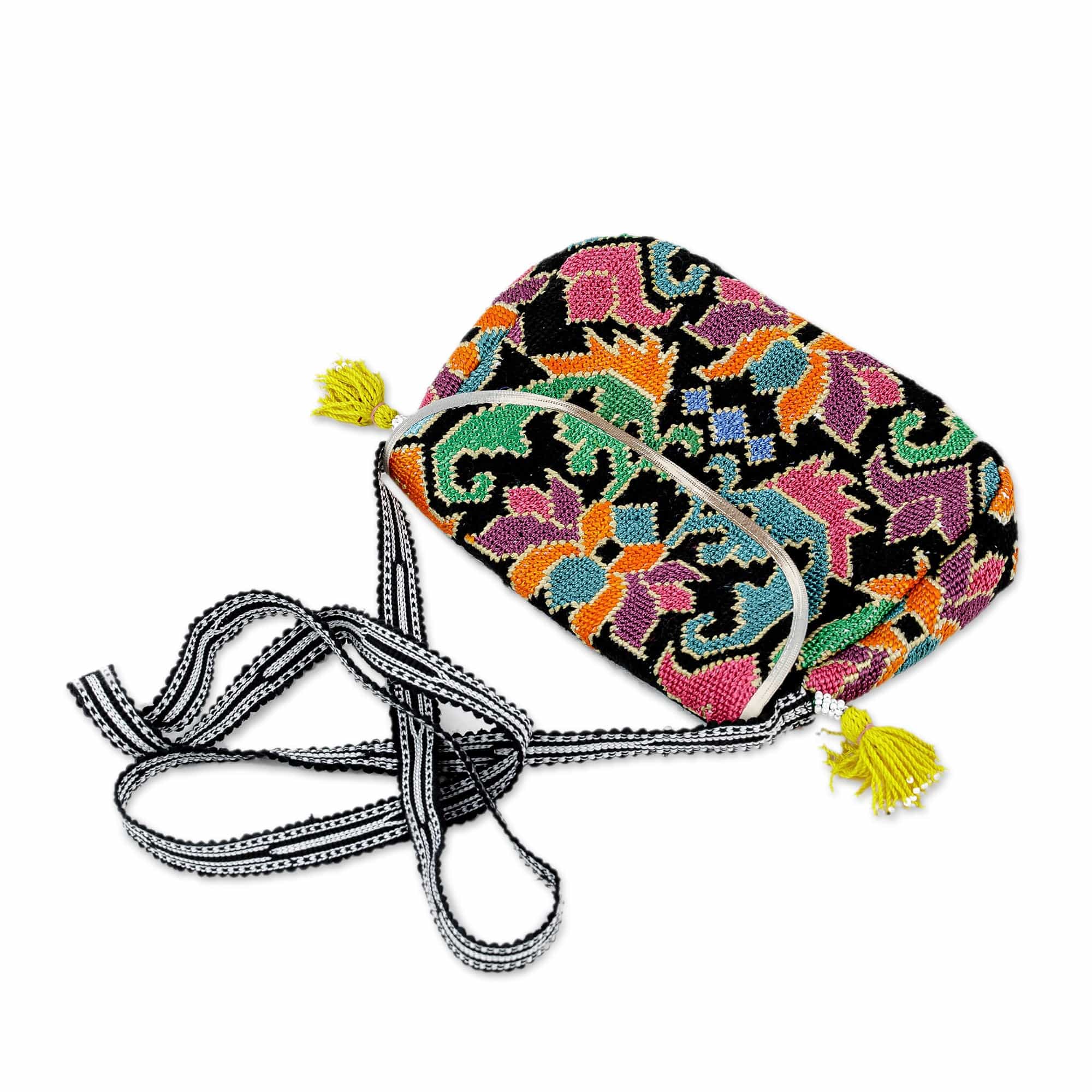Sling Bag with Uzbek Style Floral Hand Embroidery - Trendy Beauty