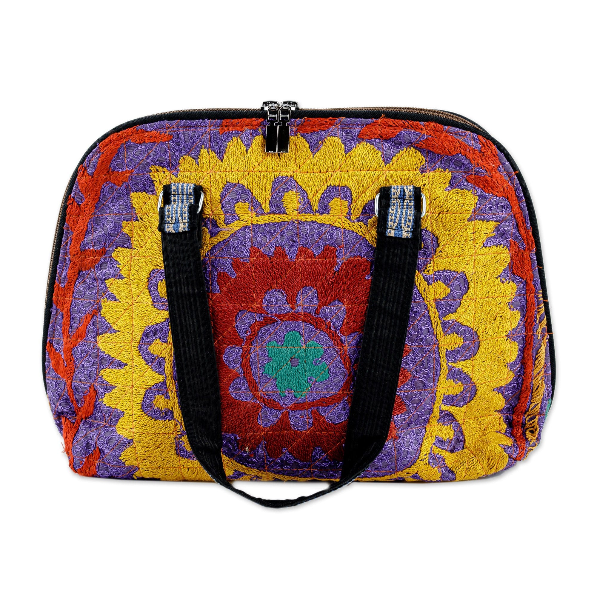 Bowling Bag with Uzbek Suzani Hand Embroidery   - Colorful Glam