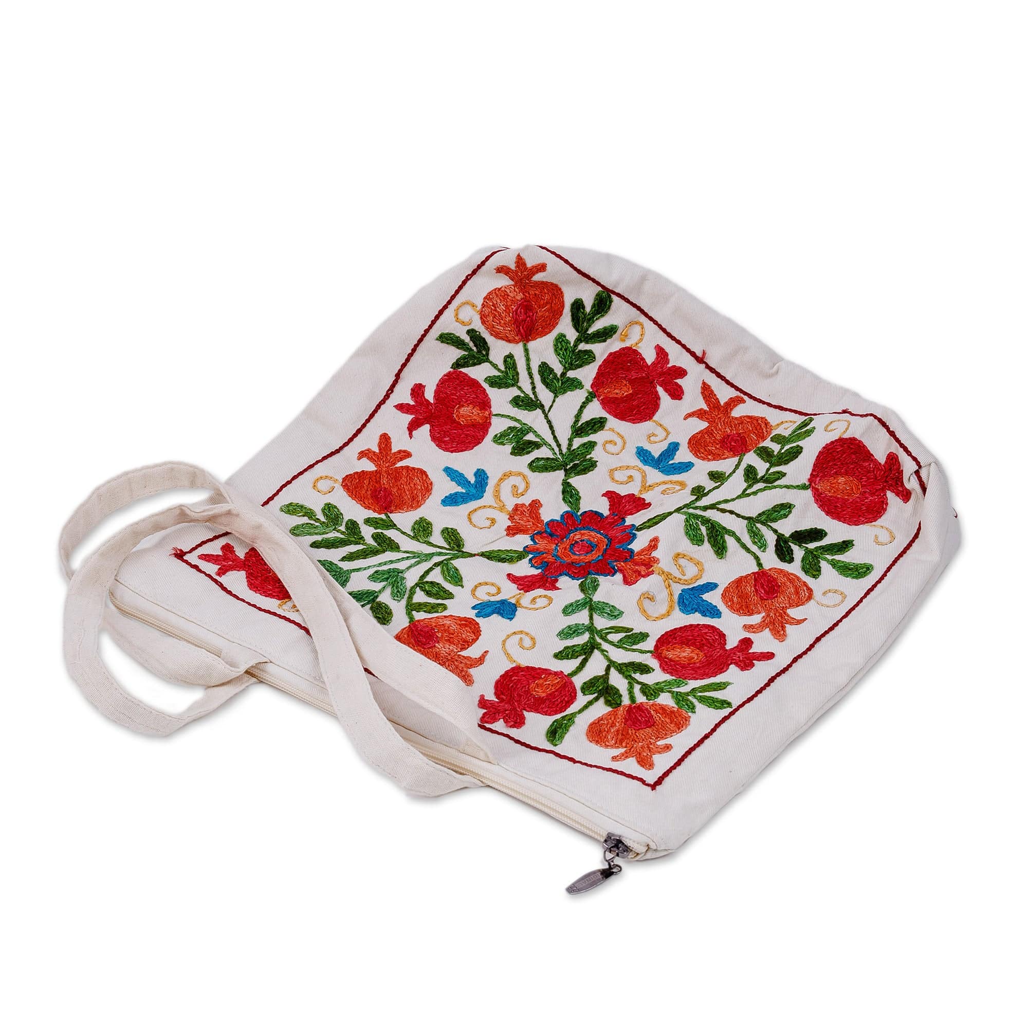 Classic Pomegranate-Themed Embroidered Cotton Tote Bag - Pomegranate Day
