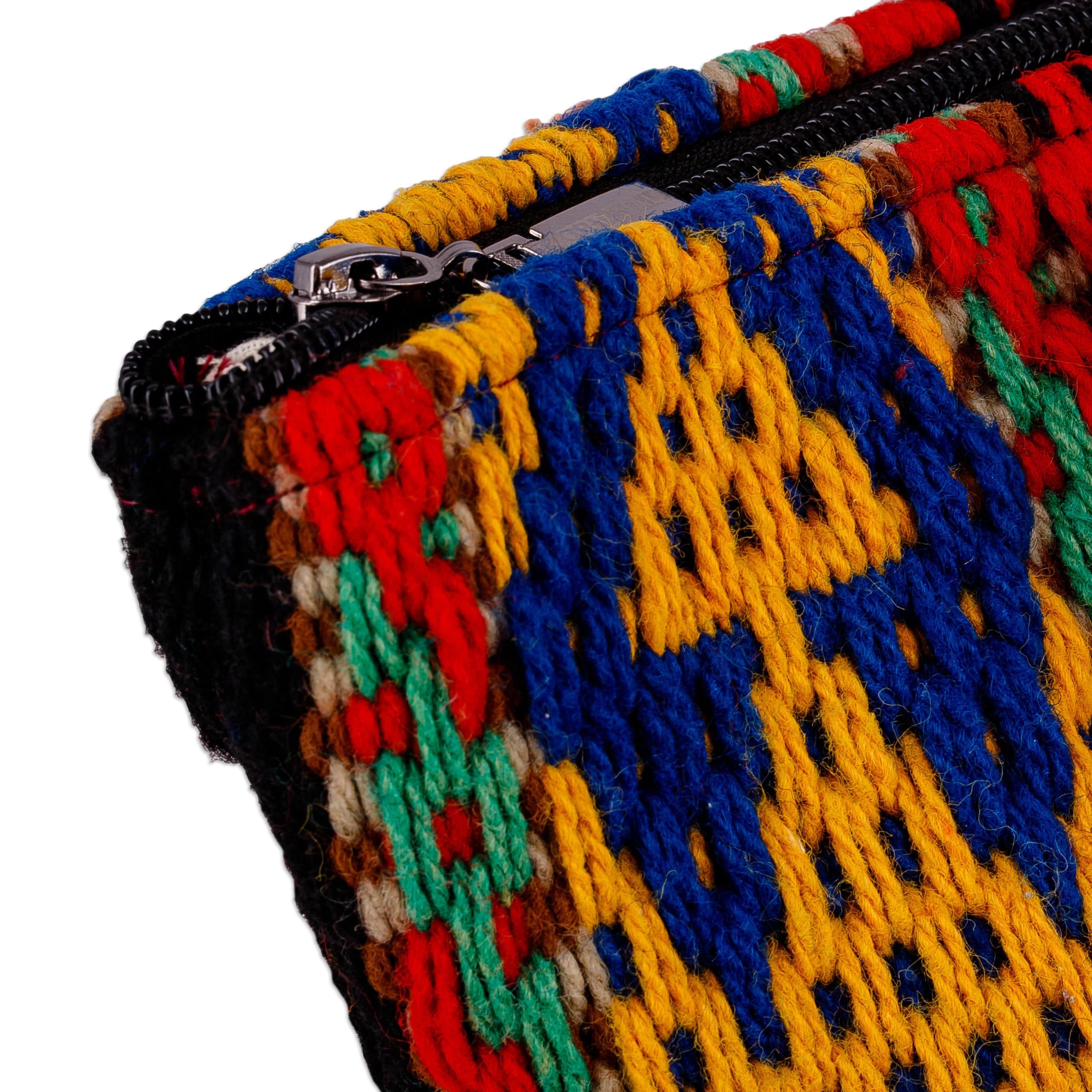 Classic Geometric-Patterned Colorful Cotton and Wool Handbag - Flaming Traditions