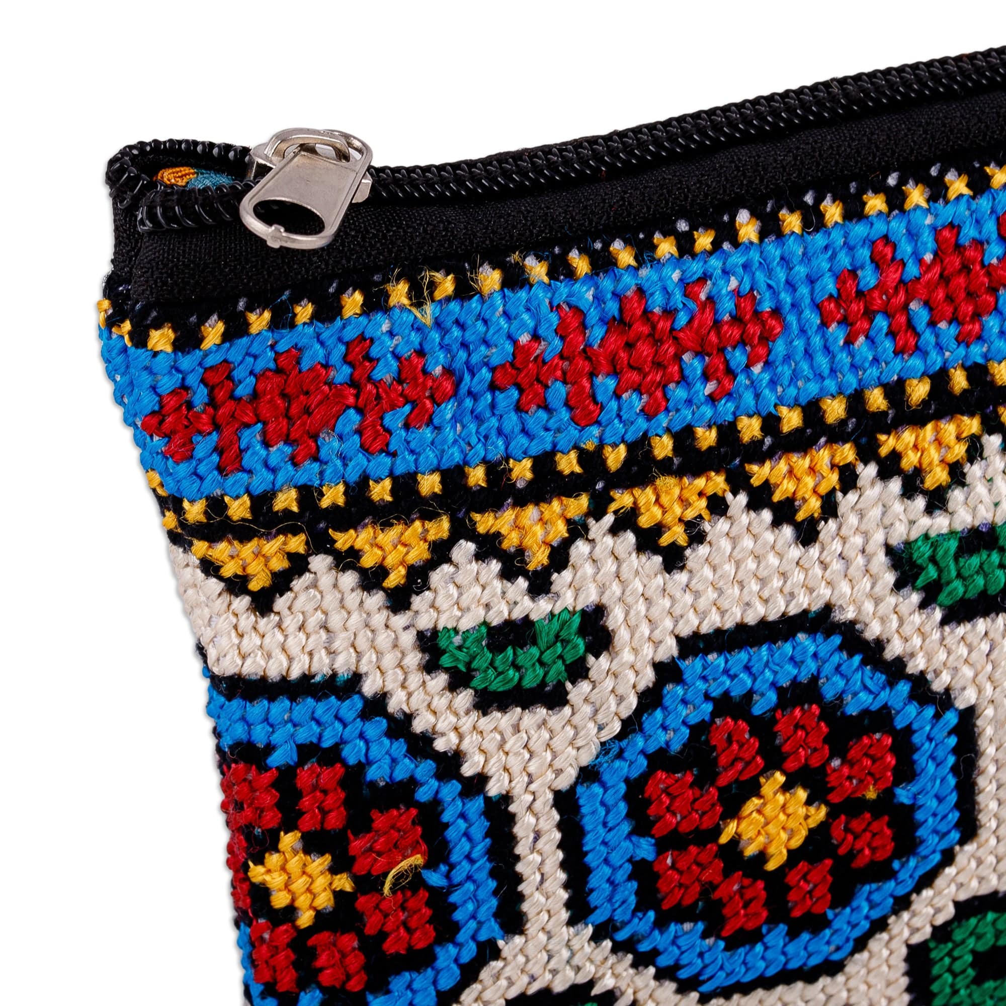 Floral Patterned Embroidered Cosmetic Bag in Bright Hues - Arcadia in Heaven