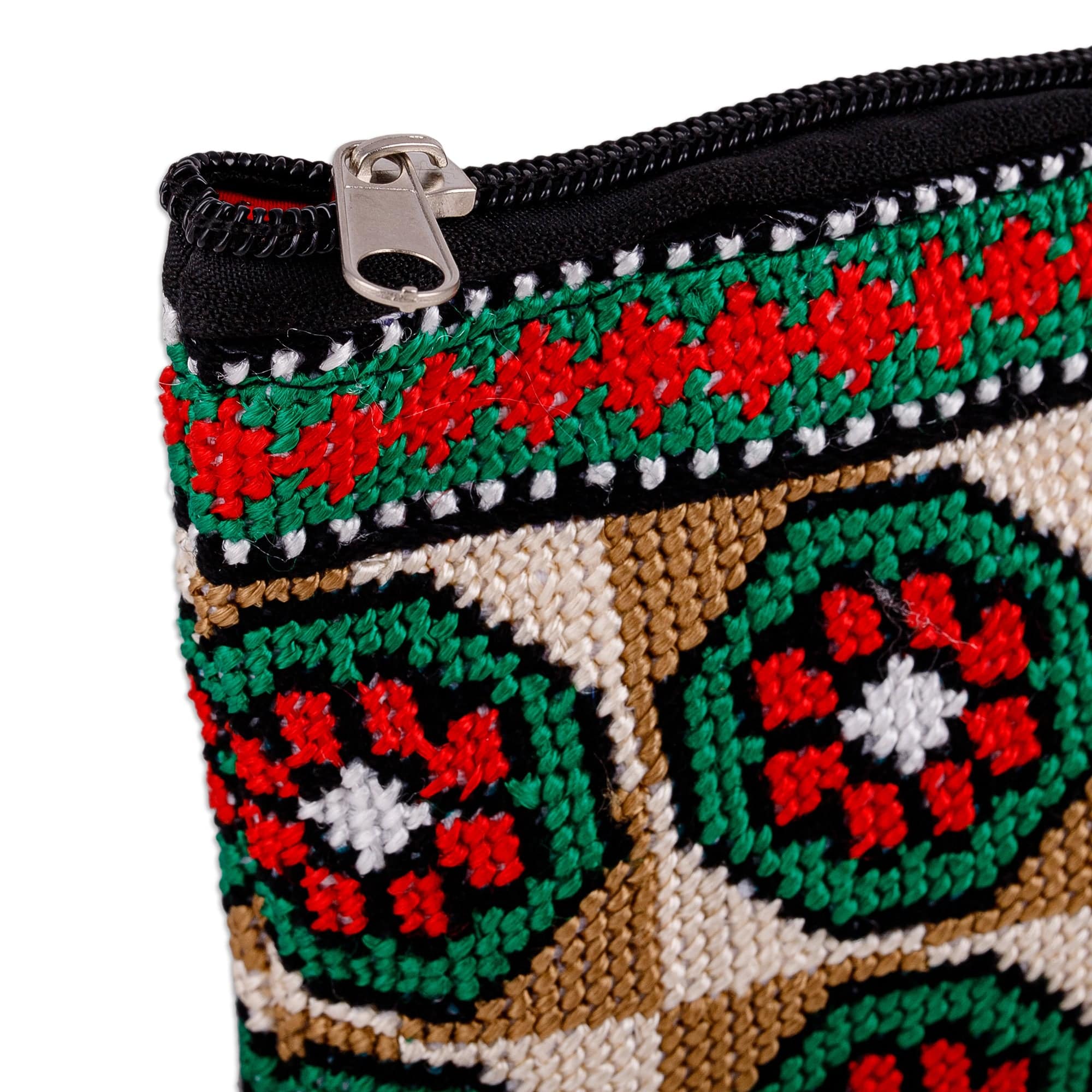 Floral Patterned Embroidered Cosmetic Bag in Earthy Hues - Arcadia in Earth