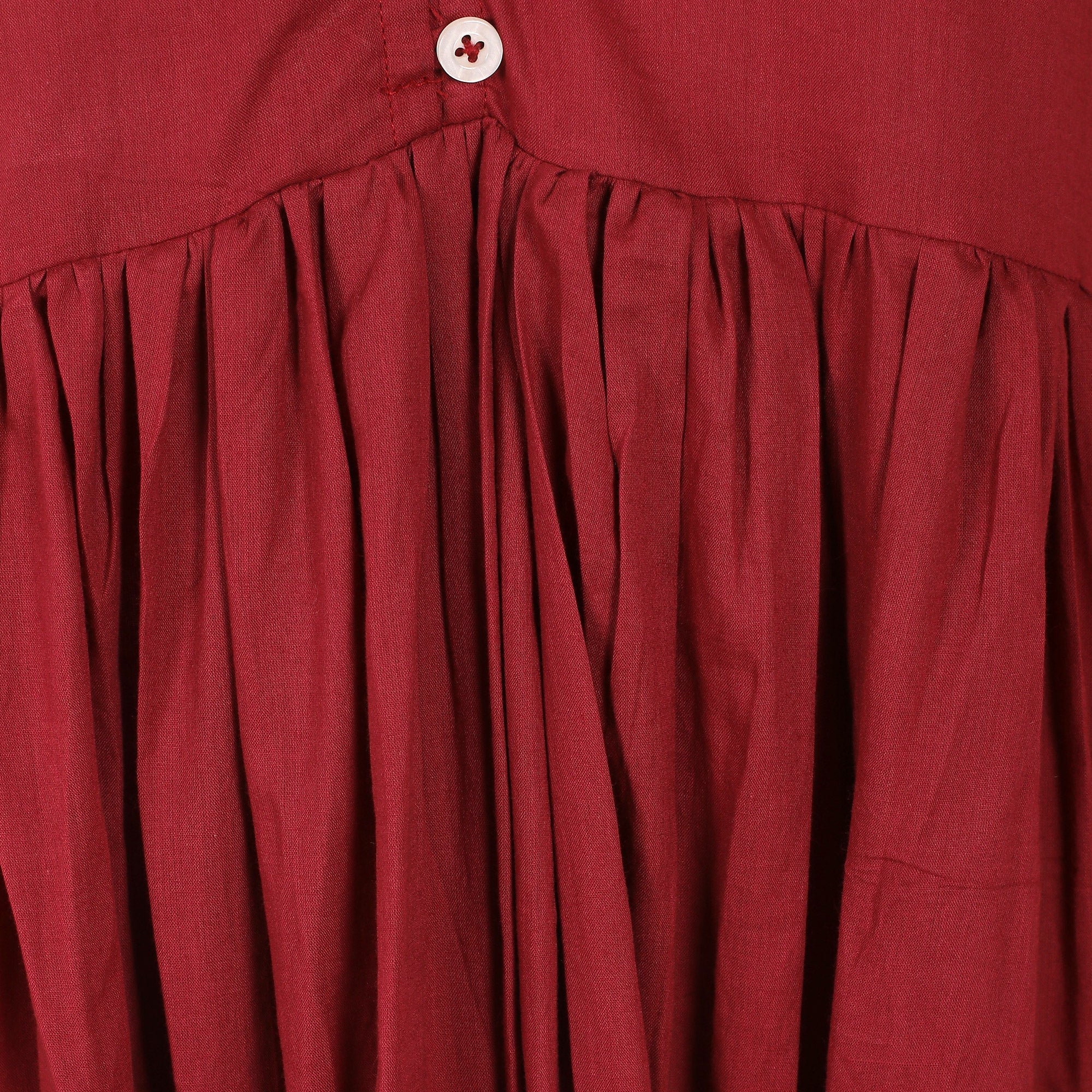 Relaxed Fit Long Sleeved Cotton Maxi Dress in Burgundy - Saving Grace in Pomegranate