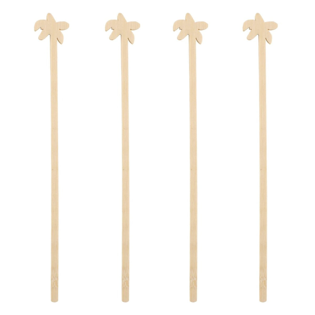 BarConic® Bamboo Palm Tree Swizzle Sticks - 100 pack