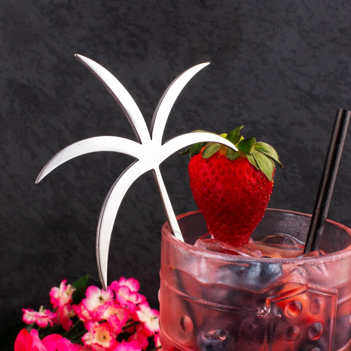 BarConic® Stainless Steel Palm Tree Swizzle Sticks - 4 pack