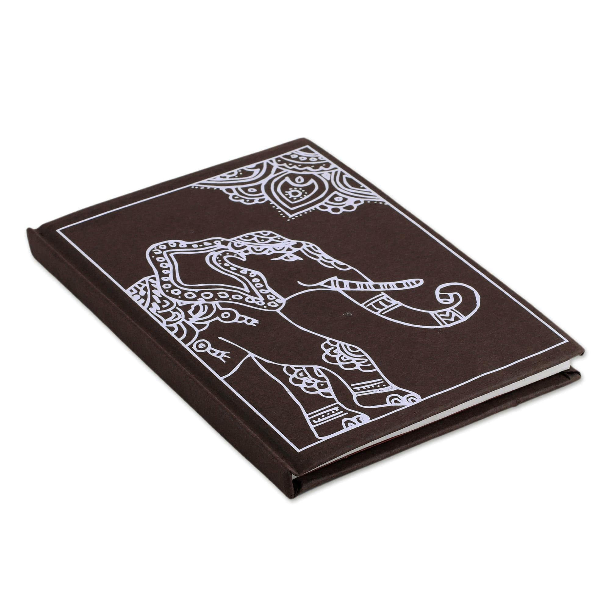 India Elephant-Themed Handmade Paper Journal in Mahogany - Royal Gajraj