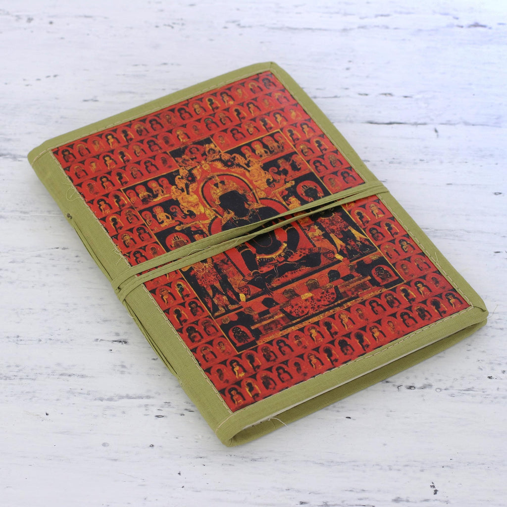 Buddha Themed Handmade Paper and Cotton Journal - Peaceful Existence