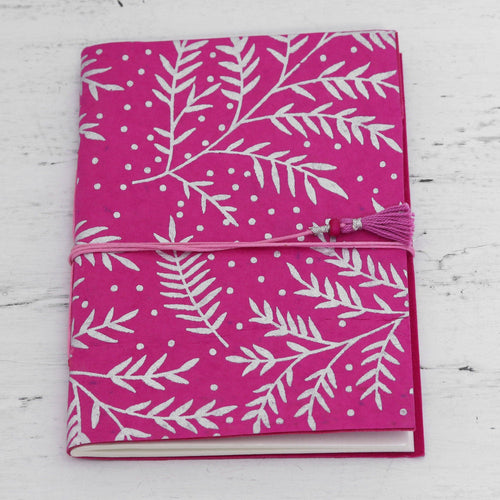 60-Page Journal with Handmade Paper and Leaf Motifs - Leafy Splendor