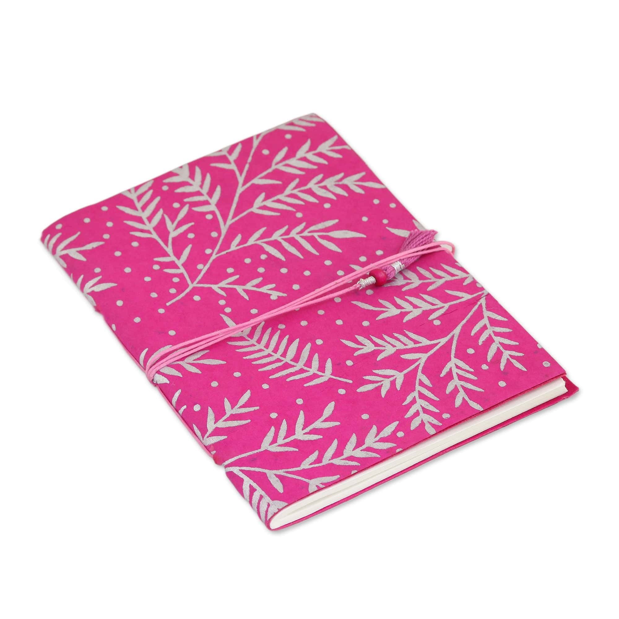 60-Page Journal with Handmade Paper and Leaf Motifs - Leafy Splendor
