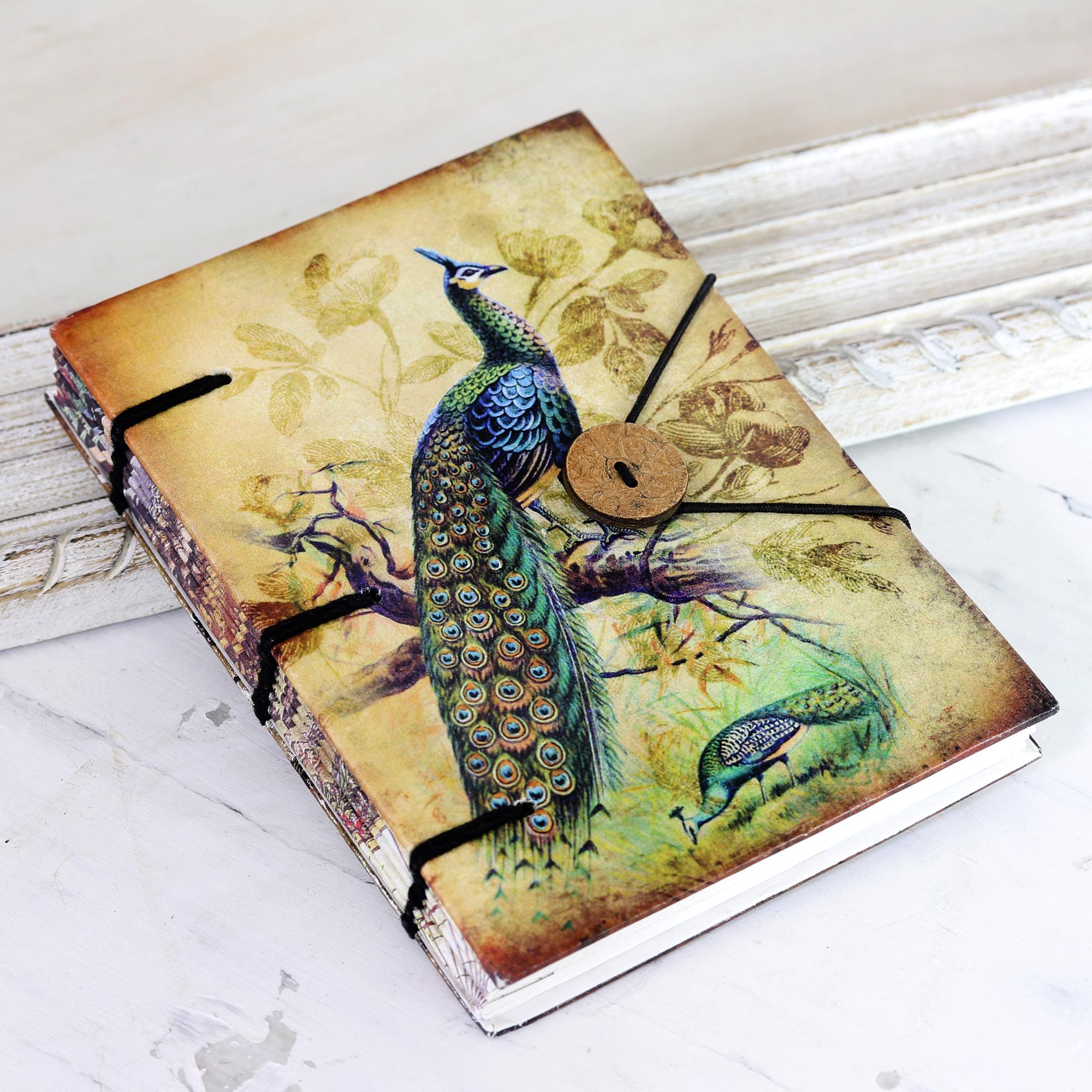 Handmade Paper Journal with Screen-Printed Cover - Feather Light