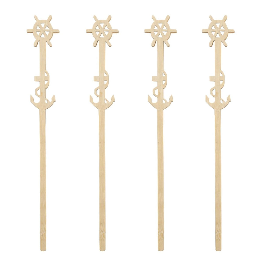 BarConic® Bamboo Sailor Swizzle Sticks - 100 pack